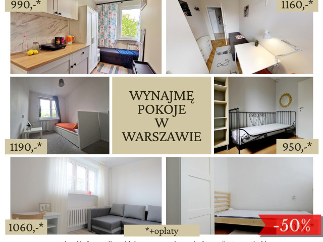 Pokoje w Warszawie od 950 zł*, brak prowizji!